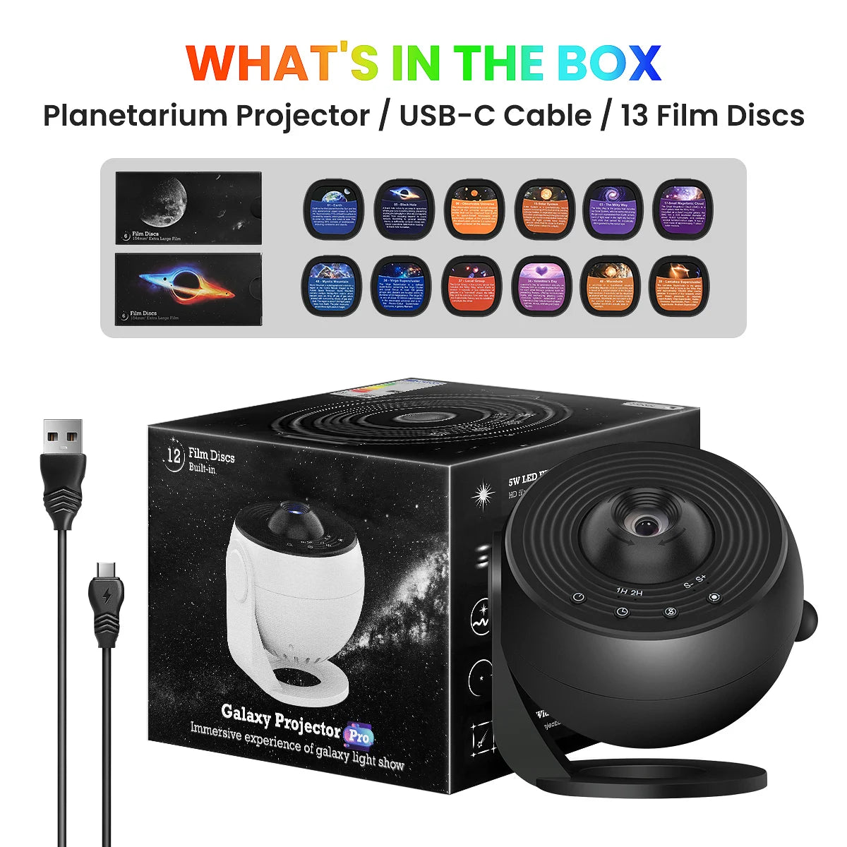 13-in-1 Galaxy Projector – 360° Star Night Light mit Timer