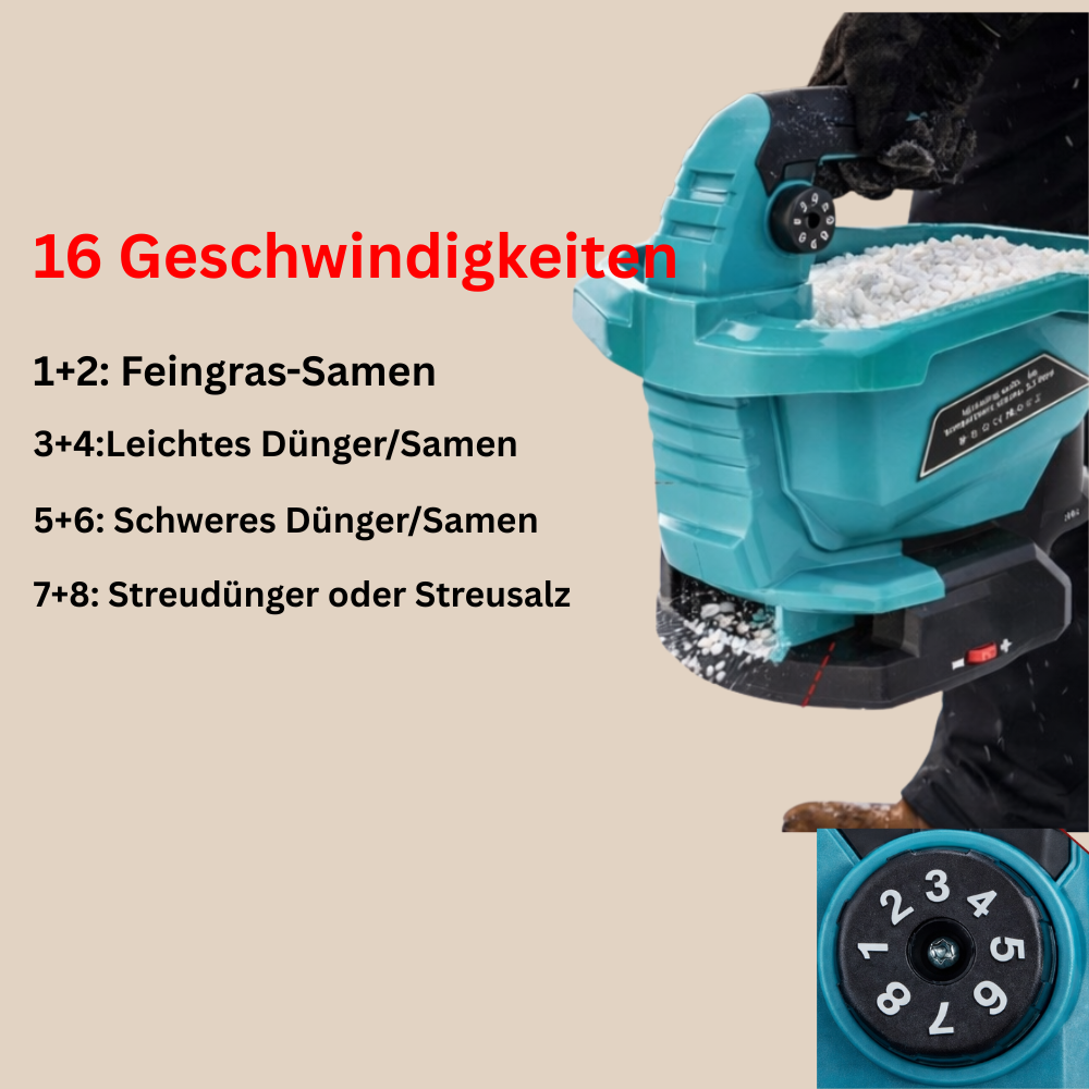 Electric Spreader – kabelloser Dünger- & Saatgutstreuer