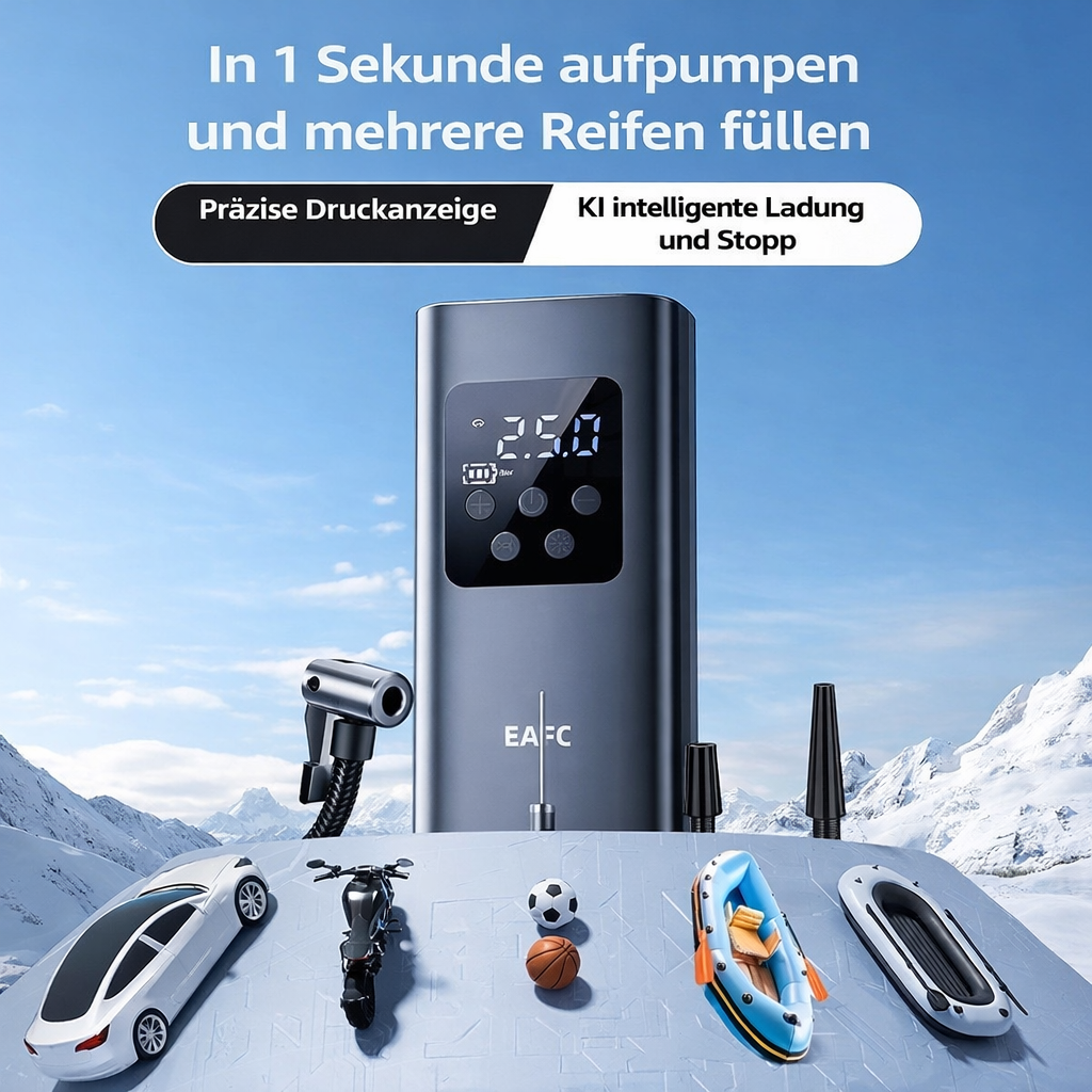 Portable Tire Inflator 150 PSI – pumpt Reifen schnell und einfach auf