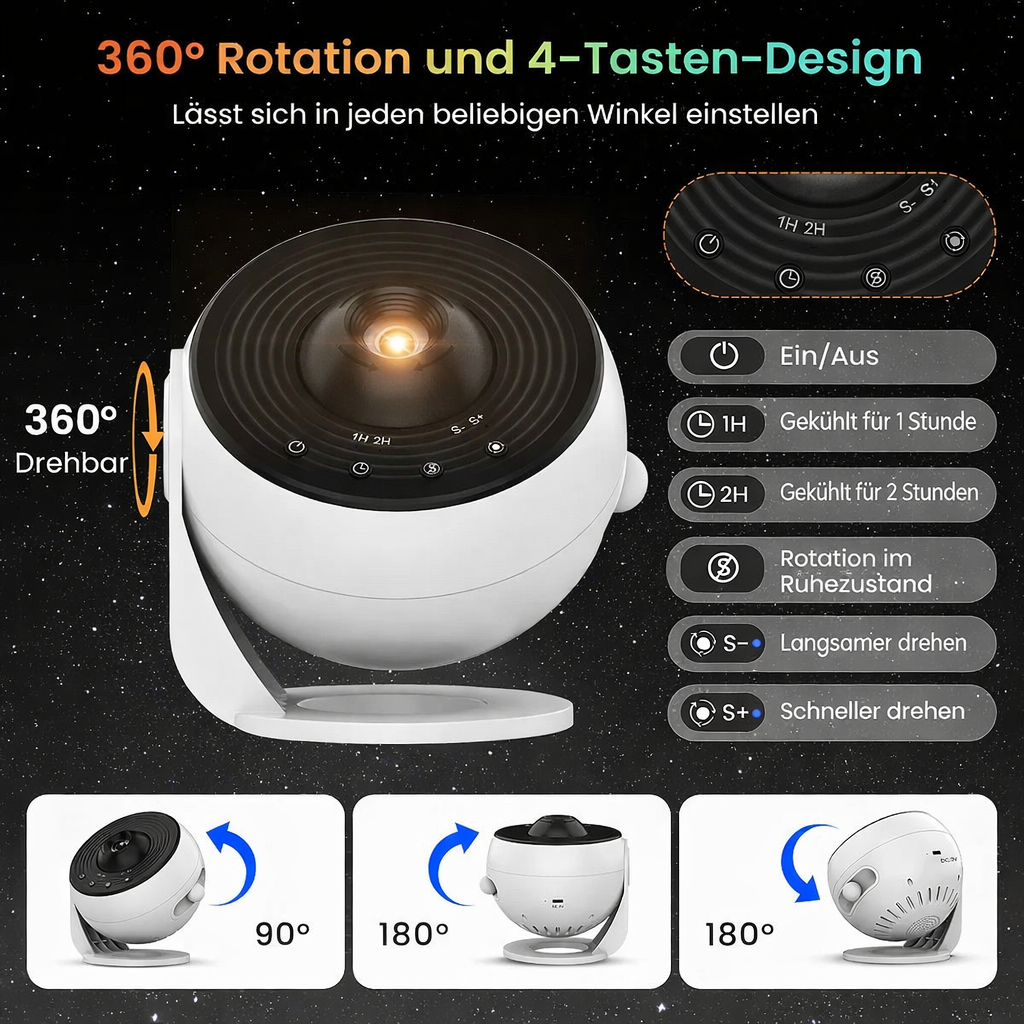 13-in-1 Galaxy Projector – 360° Star Night Light mit Timer