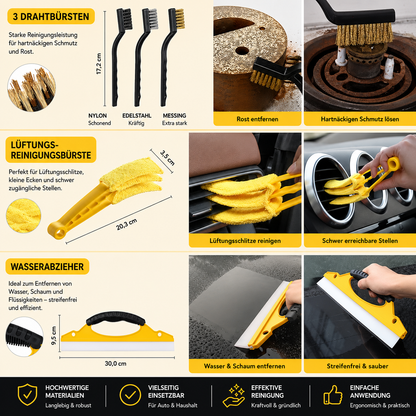 Multi Purpose Cleaning Brushes - Auto-Pflegeset für Felgen, Sitze & Cockpit