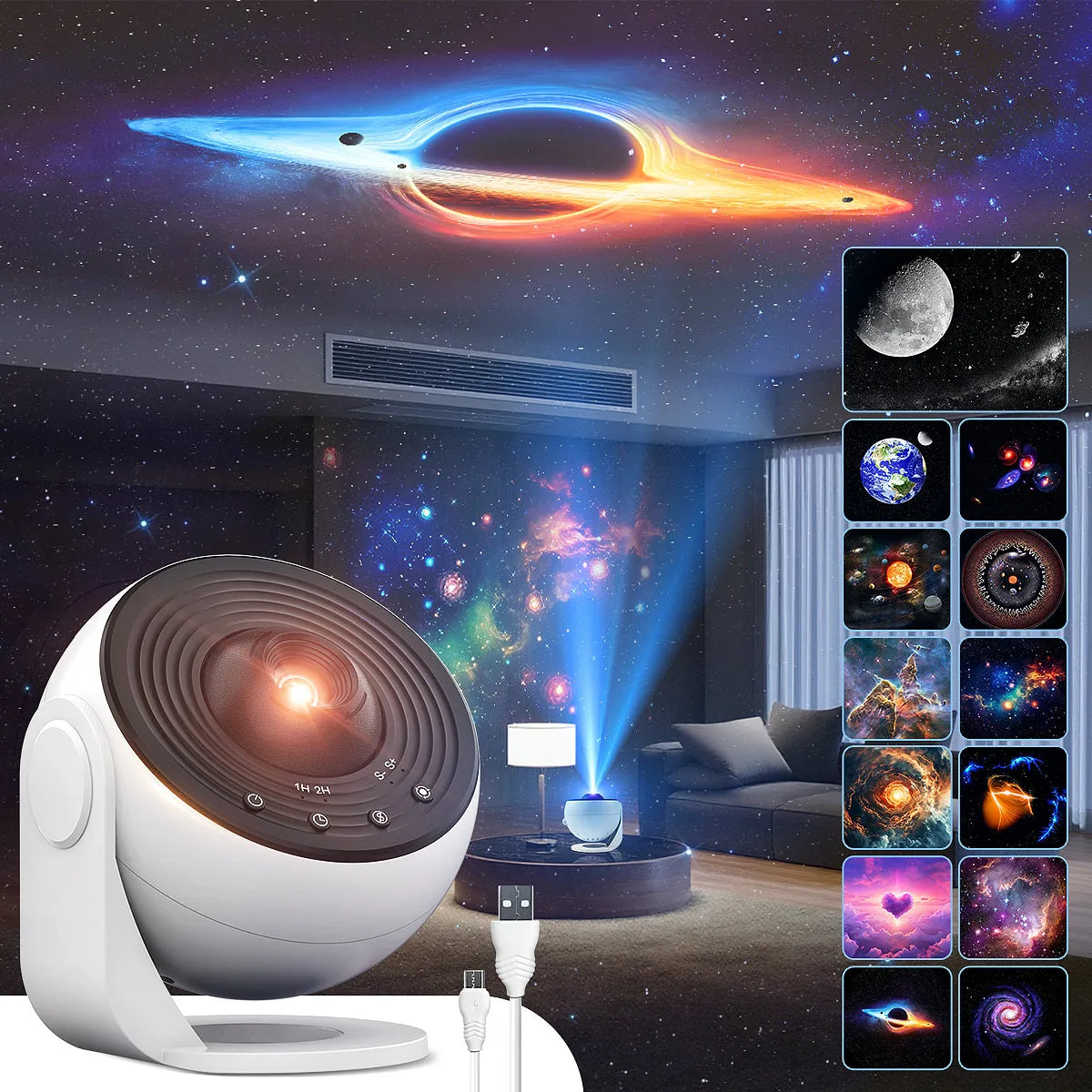 13-in-1 Galaxy Projector – 360° Star Night Light mit Timer