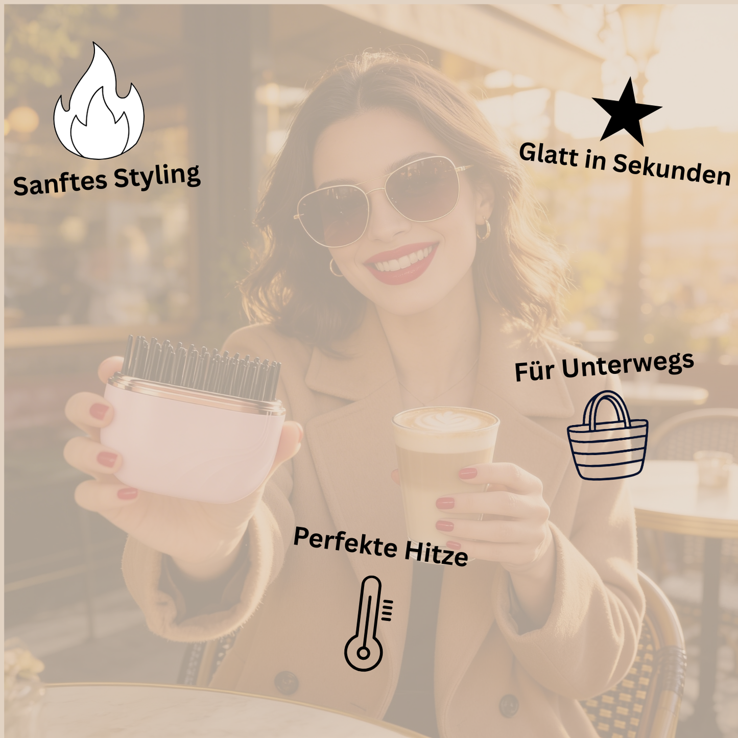 Mini Hair Straightener Brush - Schnelles Glätten & Styling für unterwegs